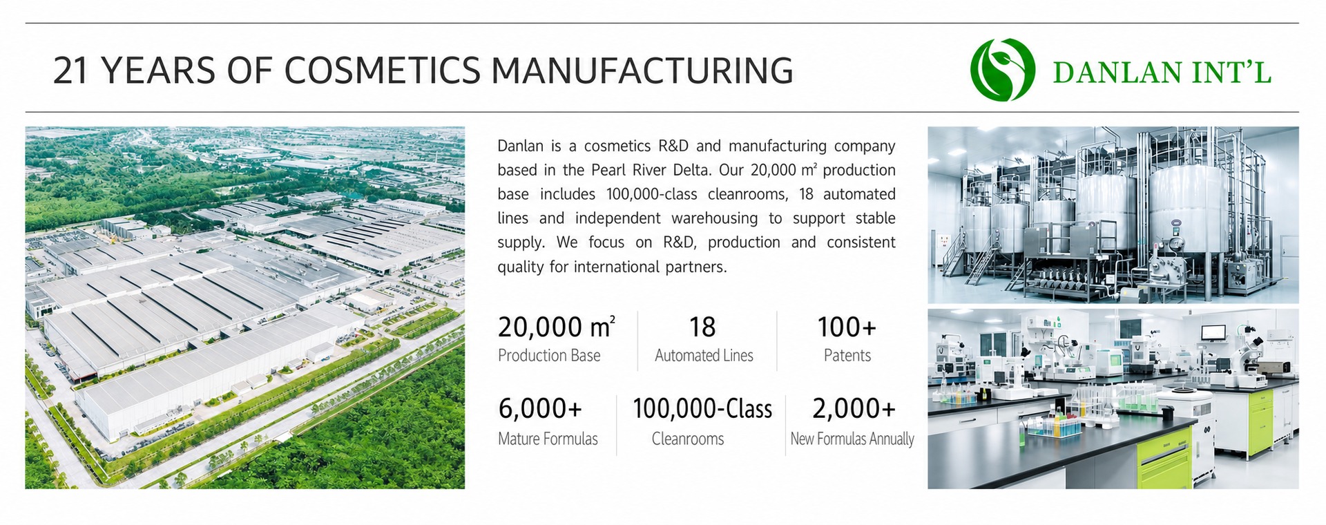 Danlan cosmetics manufacturing scale and production capacity