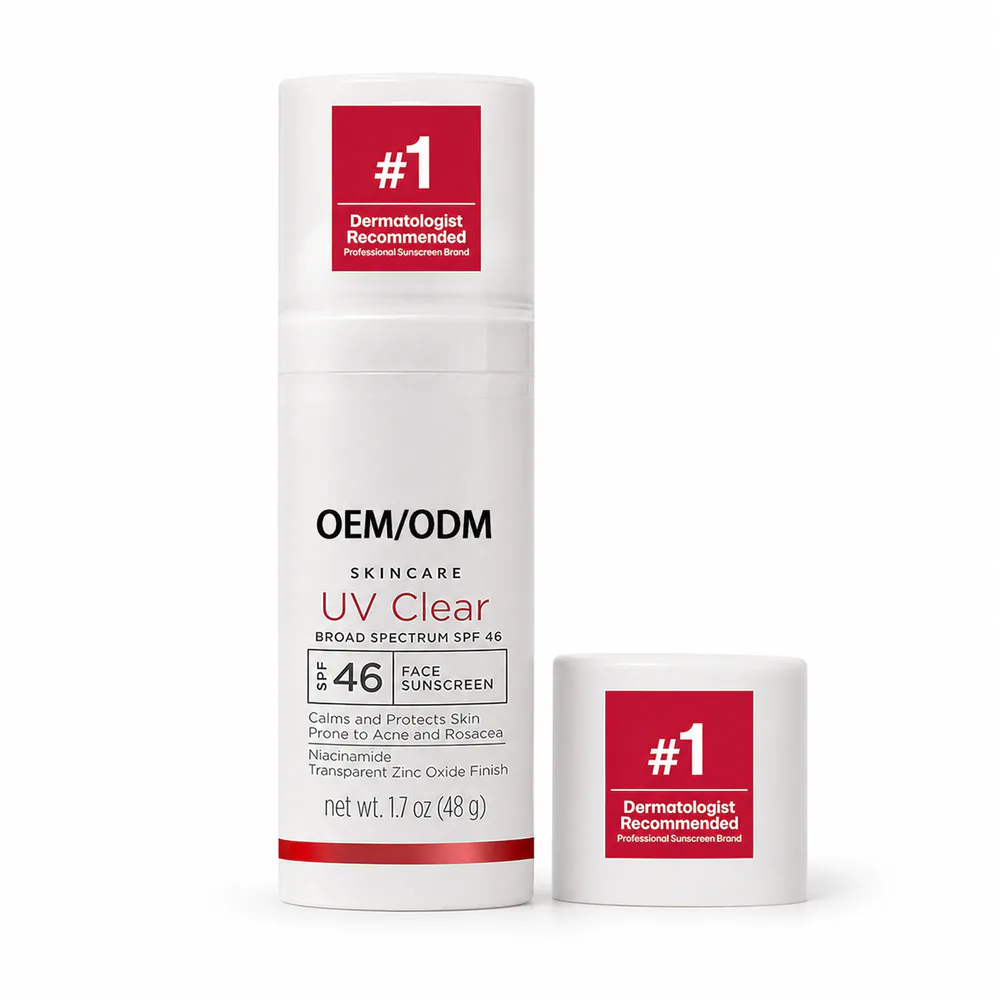 UV Clear Sunscreen Stick private label face cream product packaging on a white background