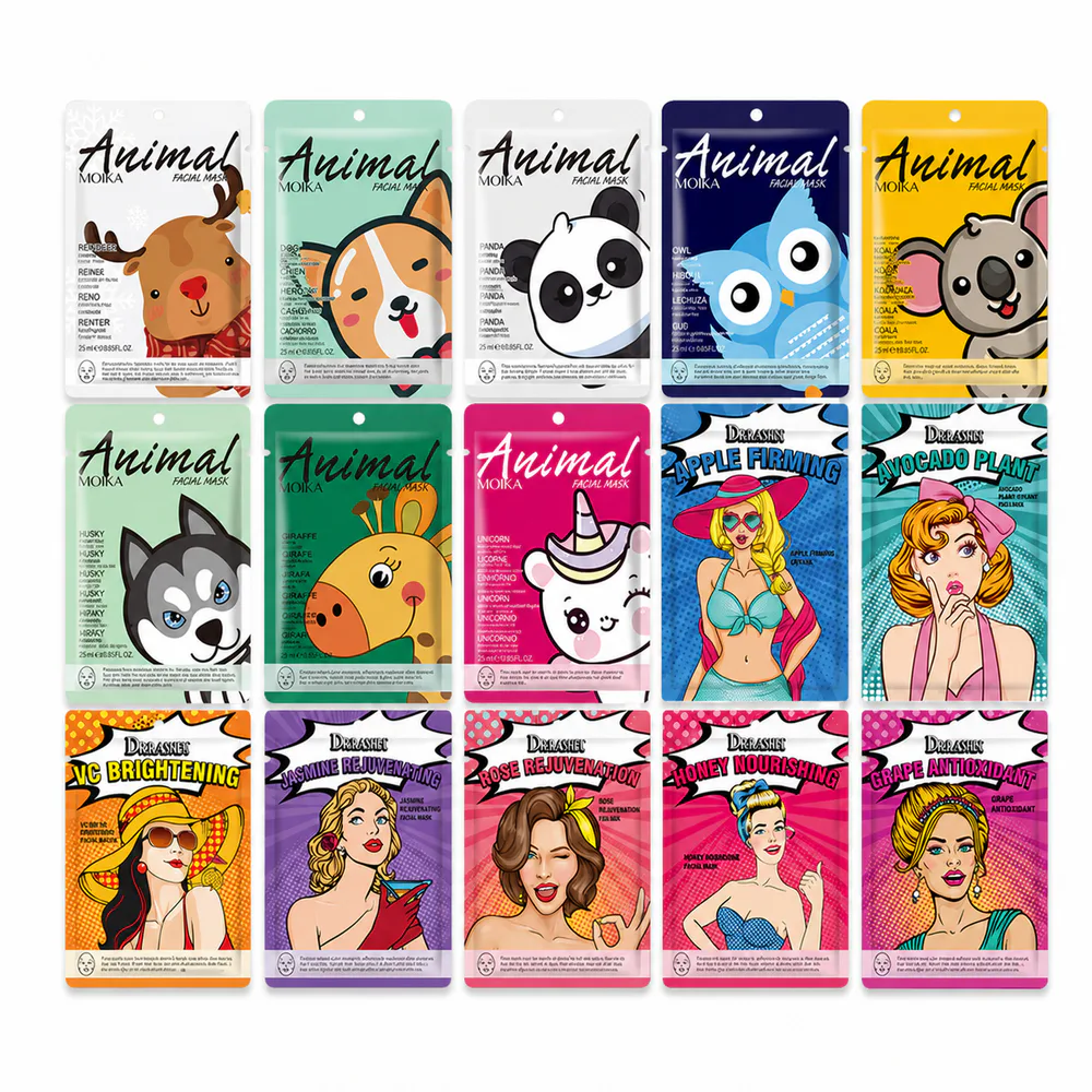 Animal Character Lip Balm Collection private label face cream product packaging on a white background