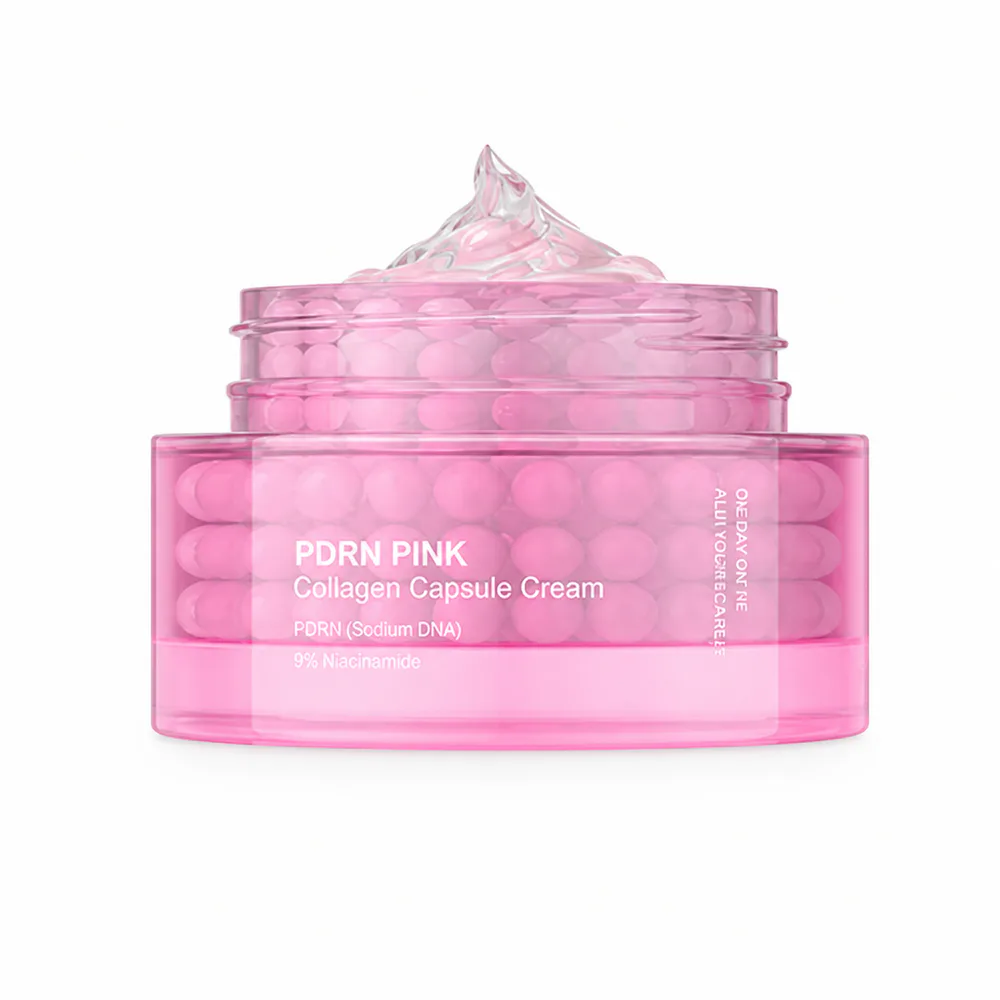 PDRN Pink Collagen Capsule Cream private label face cream product packaging on a white background