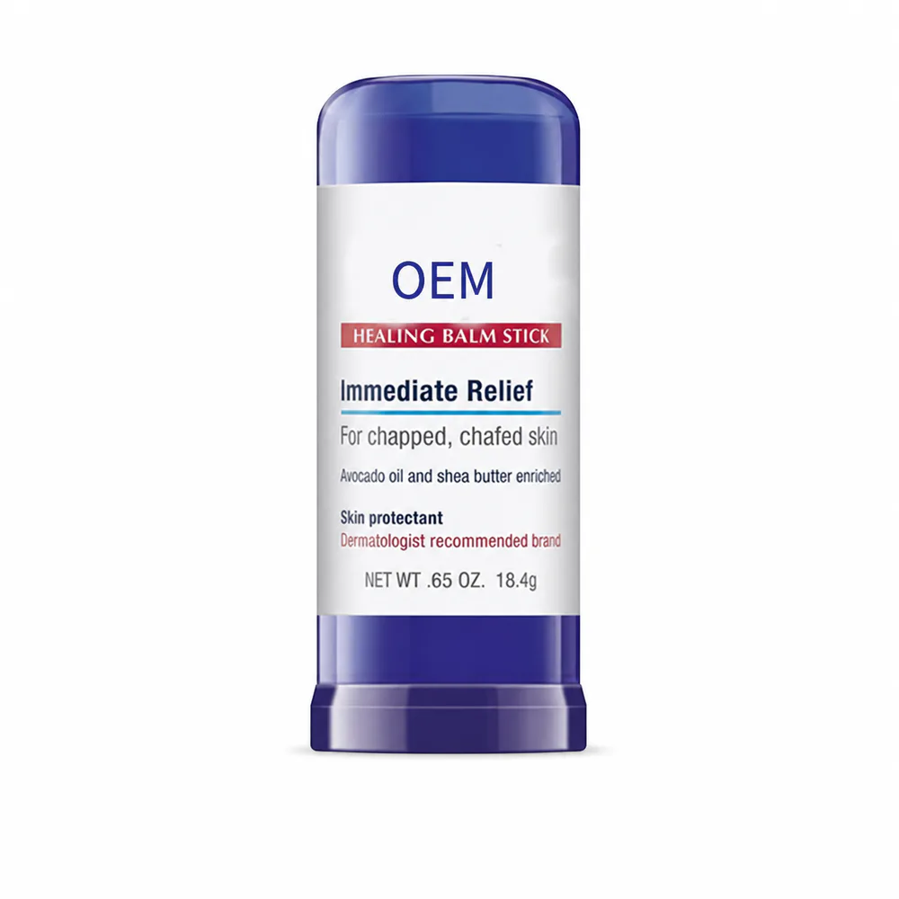 Healing Balm Stick private label face cream product packaging on a white background