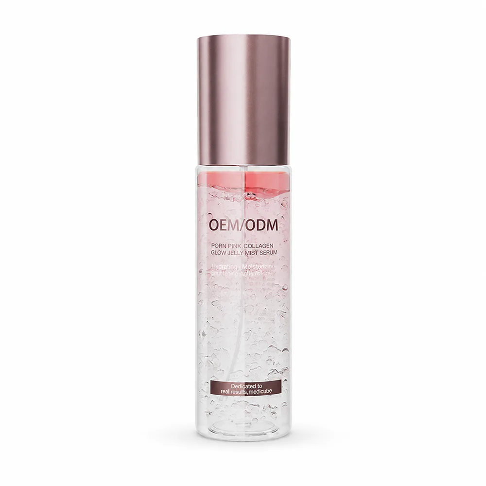 PDRN Pink Collagen Glow Jelly Mist Serum private label serum product packaging on a white background