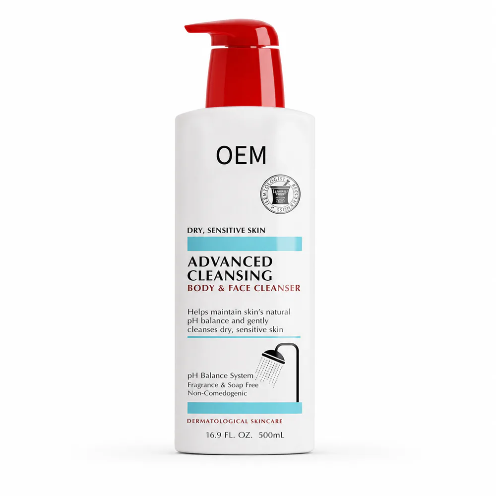 Herbal Facial Cleansing Oil private label cleanser product packaging on a white background